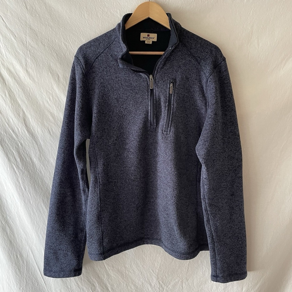 Woolrich Quarter Zip Sweatshirt Mens XL Long Sleeve Pullover Navy Blue